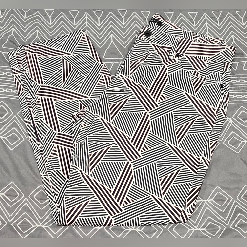 Theory Rochely Denim Bourgeois Print Cropped Pants Size 8 - Picture 1 of 10